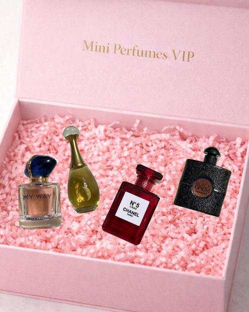 Mini Perfumes VIP – Box Sorpresa de 4 Mini Perfumes Variados | Mini Fragancias para Mujer ENVIO GRATIS